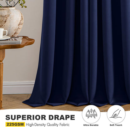 MIULEE Blackout Curtains for Bedroom 2 Panels 40 x 63 Inch Long Navy Blue