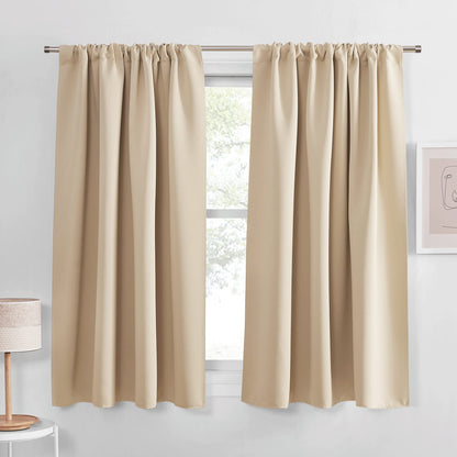 PONY DANCE Black Out Curtains 72 inch Long, Black, 2 Panels
