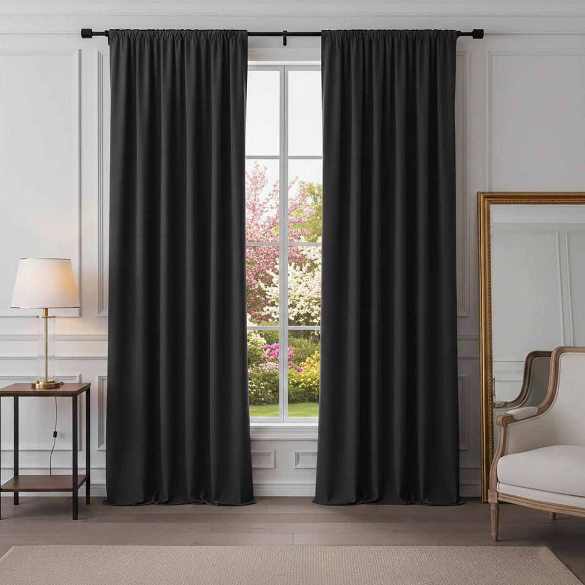 PONY DANCE Black Out Curtains 72 inch Long, Black, 2 Panels