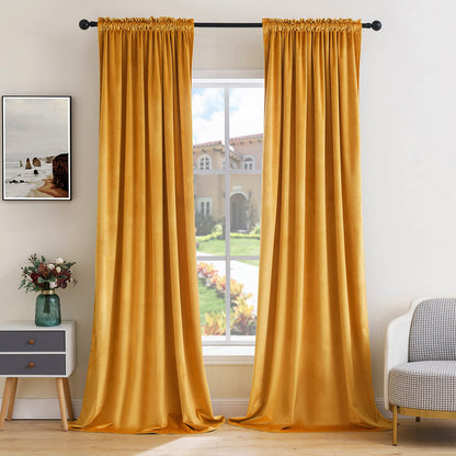 MIULEE Dusty Rose Pink Velvet Room Darkening Curtains for Bedroom W52 x L84