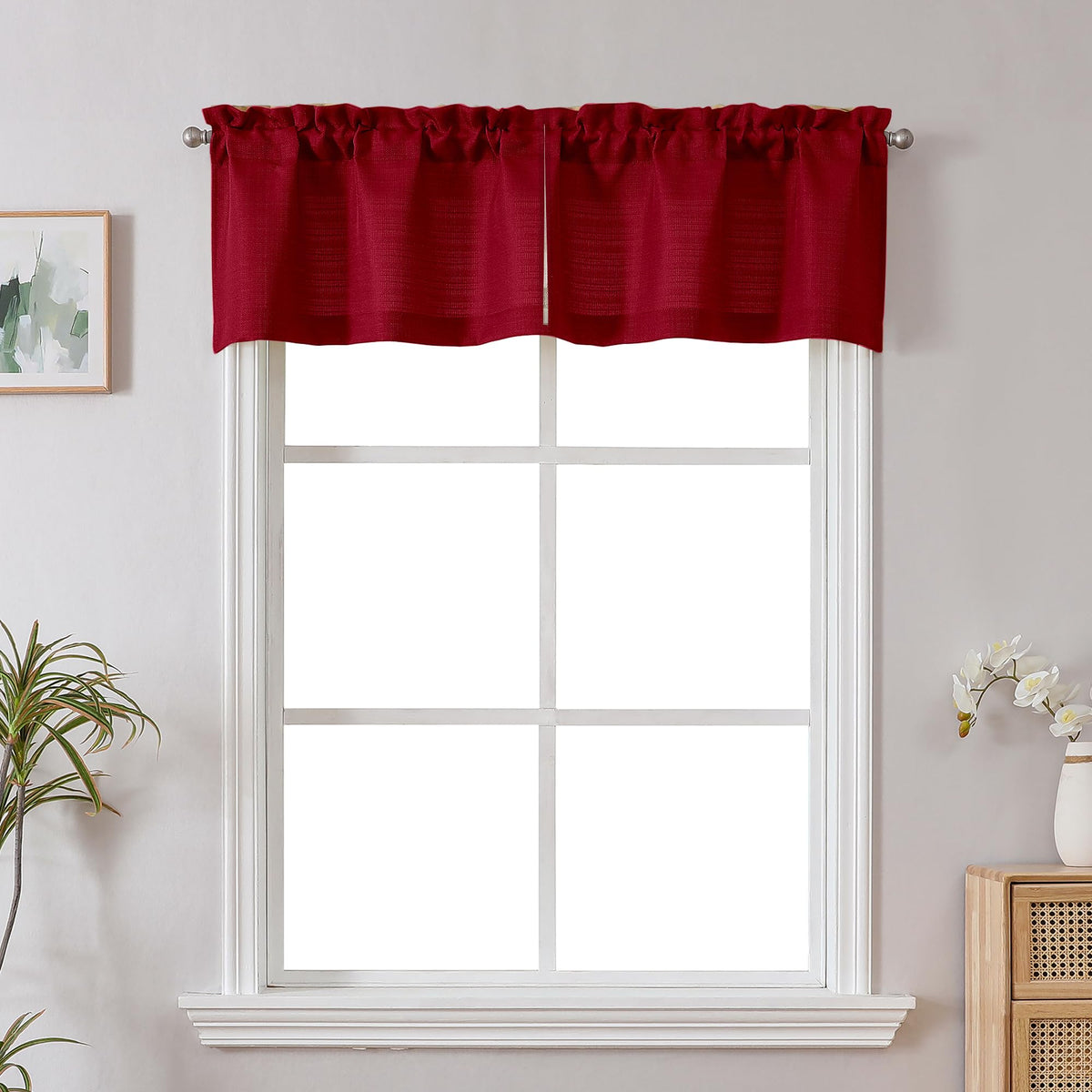 Chyhomenyc White Curtains 45 Inch Length 2 Panels, Faux Linen Textured