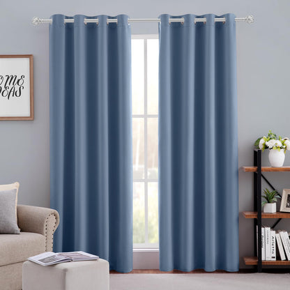 HOMEIDEAS Blackout Curtains for Bedroom 52 X 84 Inch Long 2 Panels Set Light Grey/Gray Room Darkening Curtains/Drapes, Soundproof Thermal Grommet Window Curtains for Living Room