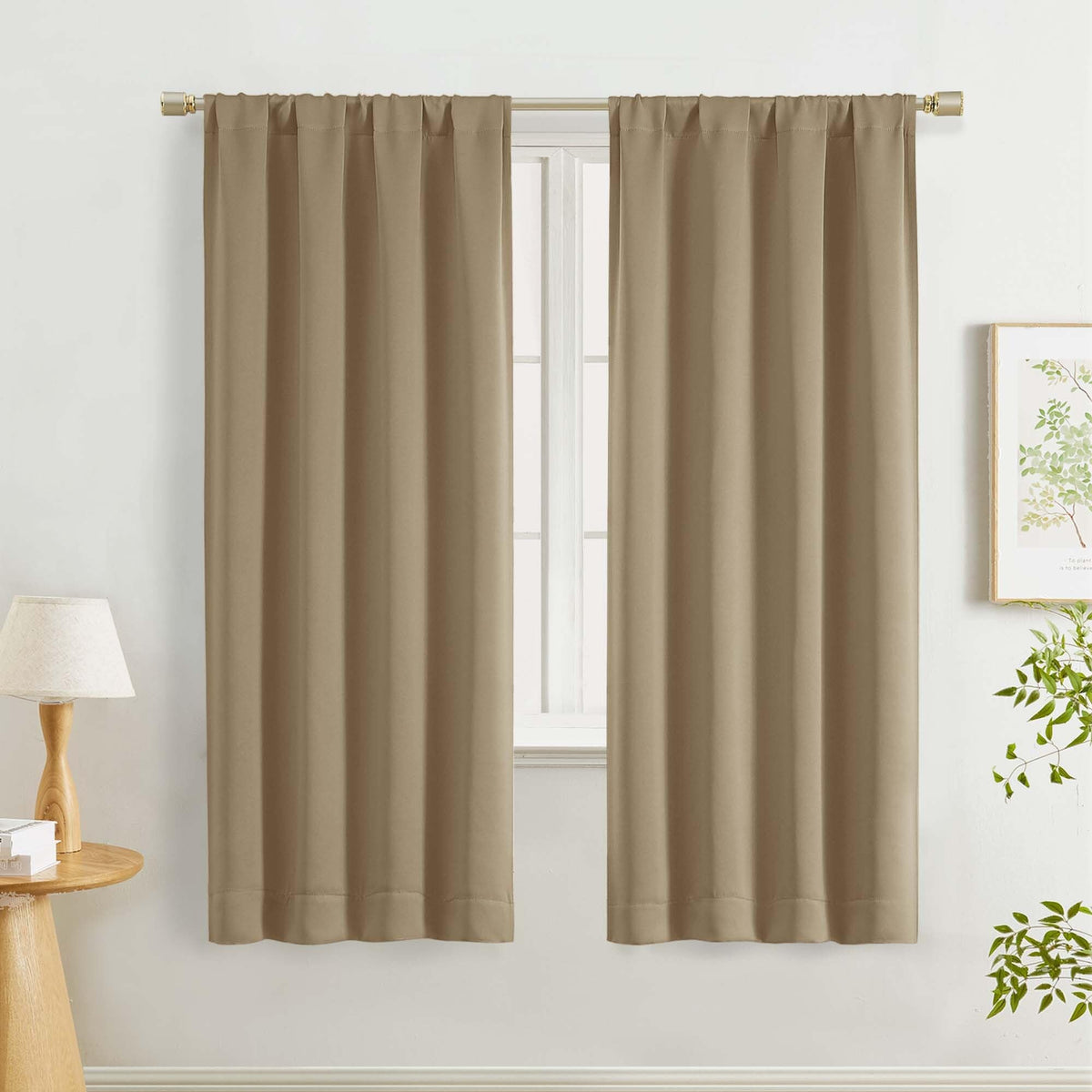 Lecloud Sage Green Room Darkening Curtains 54 Inch Length 2 Panels, Window Curtains for Bedroom, Energy Thermal Insulating Rod Pocket Curtain Drapes for Small Window, 40" W x 54" L