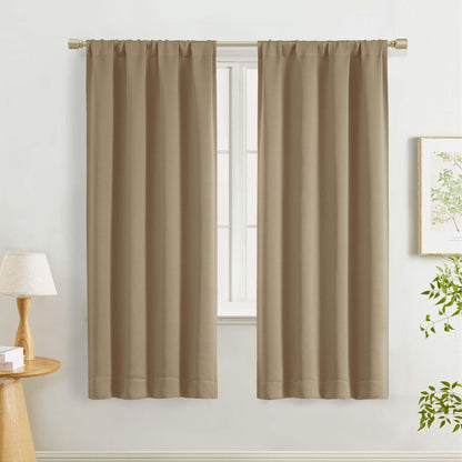 Lecloud Sage Green Room Darkening Curtains 54 Inch Length 2 Panels, Window Curtains for Bedroom, Energy Thermal Insulating Rod Pocket Curtain Drapes for Small Window, 40" W x 54" L