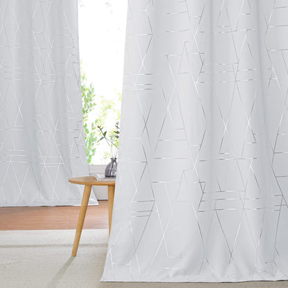 NICETOWN Grey Blackout Striped Pattern Curtains for Living Room, 52 x 84