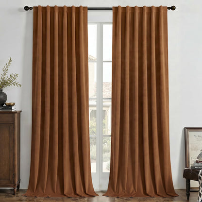 Joydeco Velvet Blackout Curtains 84 Inch Length 2 Panels, Black Out Curtains for Bedroom Living Room, Thermal Insulated Luxury Heavy Duty Drapes, Heat & Light Blocking, Back Tab&Rod Pocket,52"W x 84"L