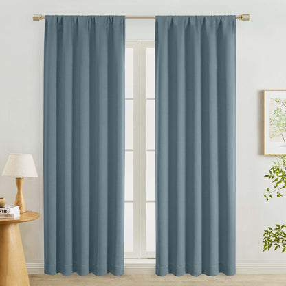 Lecloud Sage Green Room Darkening Curtains 54 Inch Length 2 Panels, Window Curtains for Bedroom, Energy Thermal Insulating Rod Pocket Curtain Drapes for Small Window, 40" W x 54" L