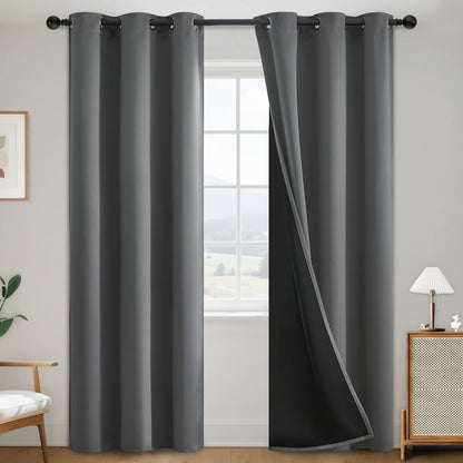 SimpleHome Cream 100% Blackout Curtains Room Darkening Living Room 84 Inch