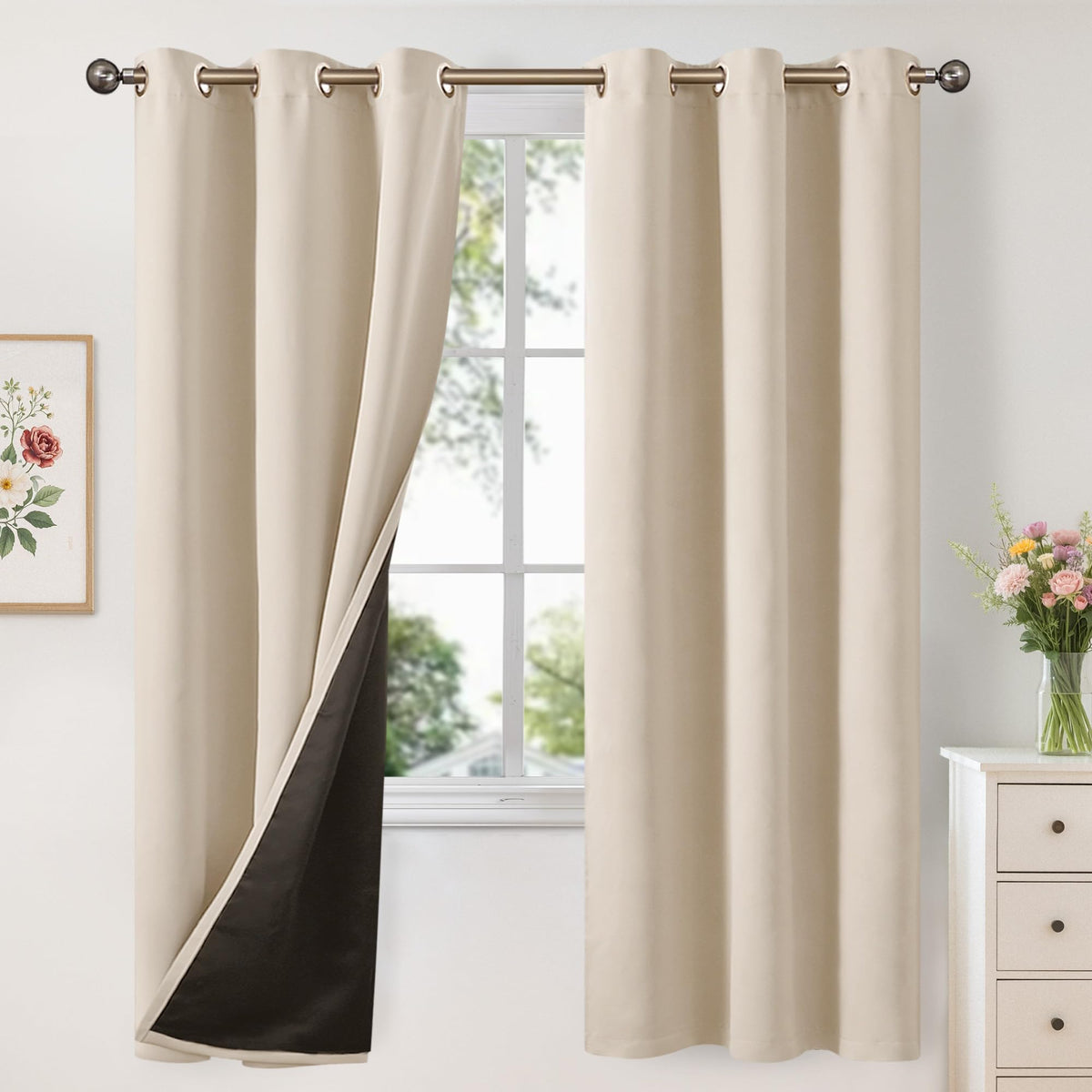 YoungsTex Black Blackout Curtains for Bedroom, Thermal Drapes Heat Blocking