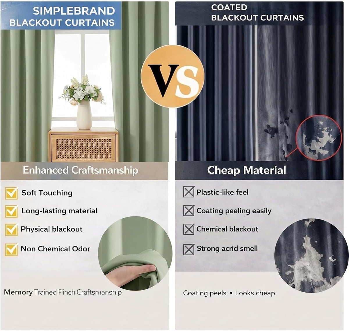 Simplebrand Sage Green Blackout Curtains 84 Inch Length 2 Panels Set for Bedroom/Living Room, Solid Room Darkening Thermal Insulated Grommet Energy Saving Window Treatment Drapes, Each 52" Wide