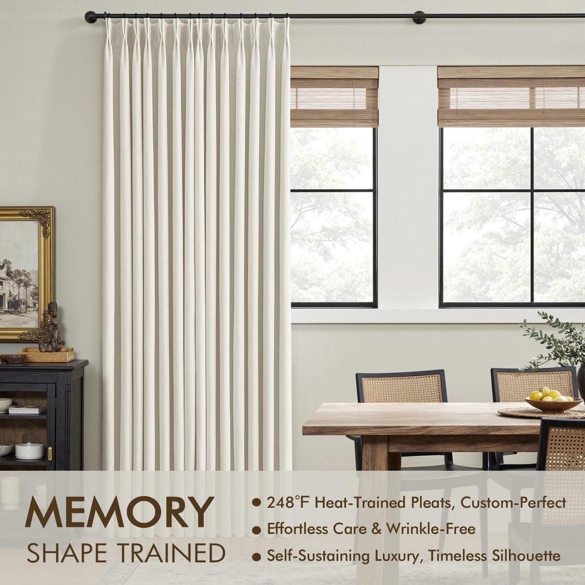 MIULEE Natural Pinch Pleated 100% Blackout Linen Curtains 40x84 Inches