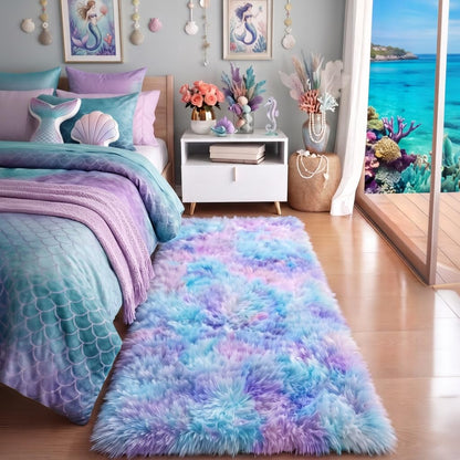 Fluffy Grey Rug for Bedroom 4x6, Modern Area Rugs for Kids Room Living Room