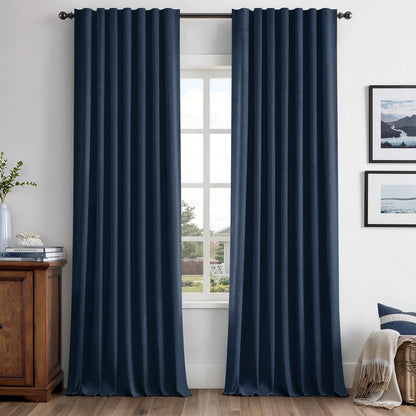 MIULEE 100% Blackout Linen Curtains for Bedroom 42 x 84 Inch Ivory 2 Panels