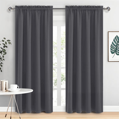 DWCN Blackout Curtains for Bedroom Living Room 42 x 63 Inch Long Black