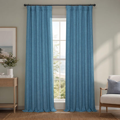 Faux Linen Curtains for Living Room (1 Panel) - 50W X 108L, Birch Taupe