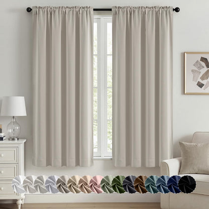 MIULEE Stone Blue Blackout Curtains for Bedroom Living Room 40"x63" 2 Panel