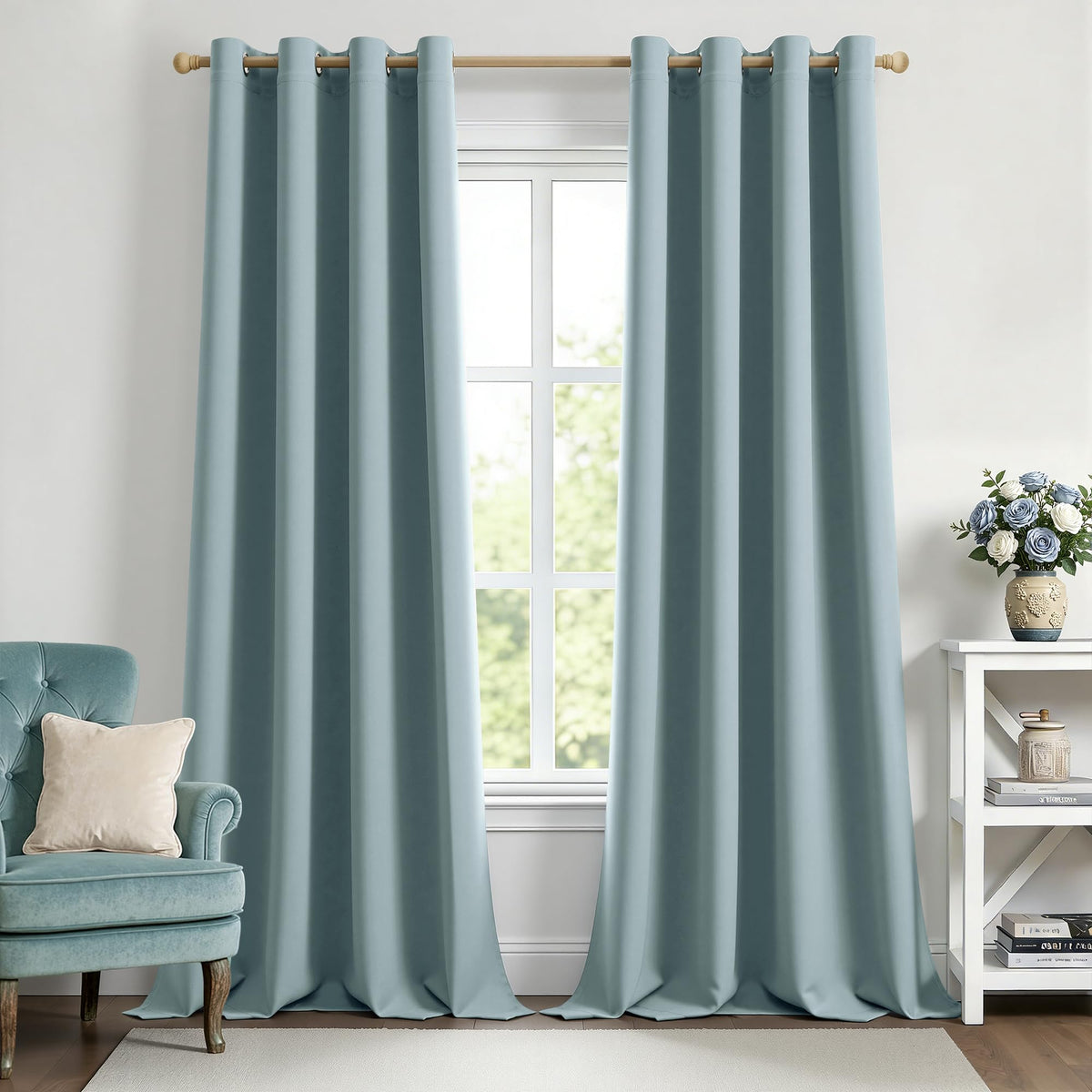 MIULEE Light Pink Blackout Bedroom Curtains Drapes 84 Inch Long 52"x84"