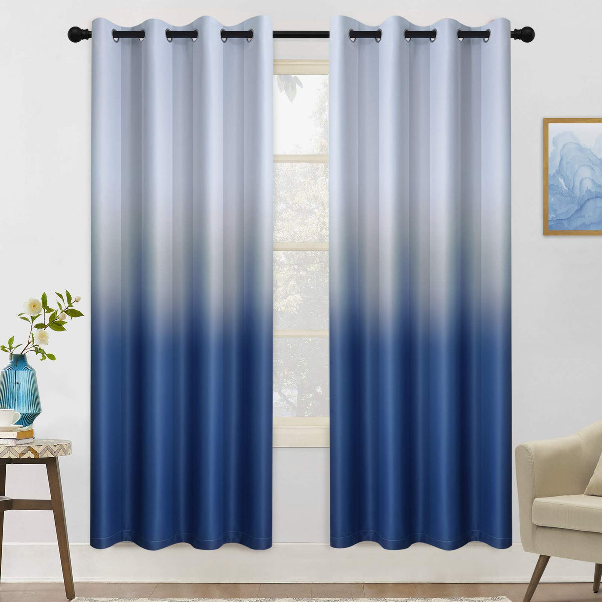 COSVIYA Grommet Room Darkening Ombre Purple Curtains W52xL63 inch