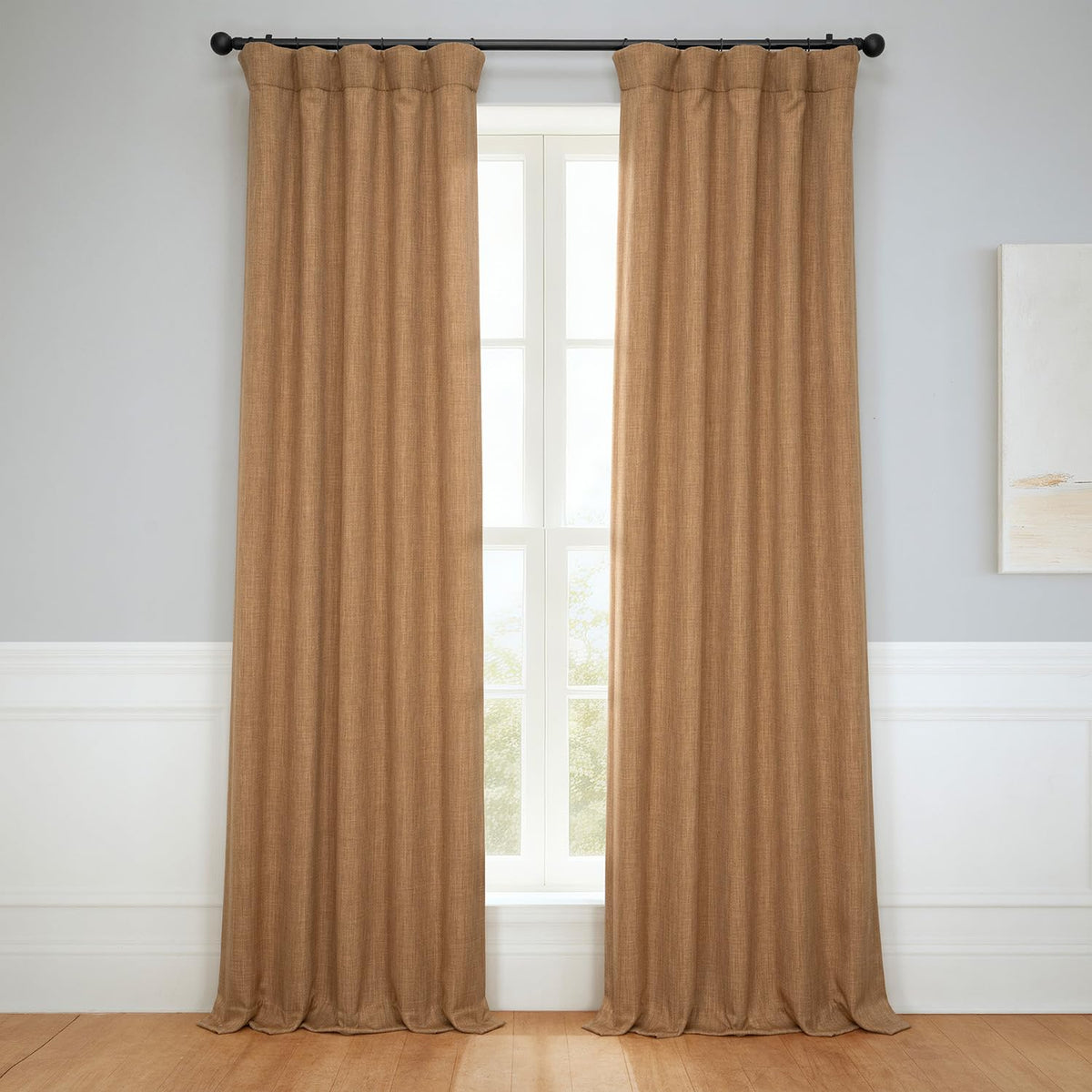 Faux Linen Curtains for Living Room (1 Panel) - 50W X 108L, Birch Taupe