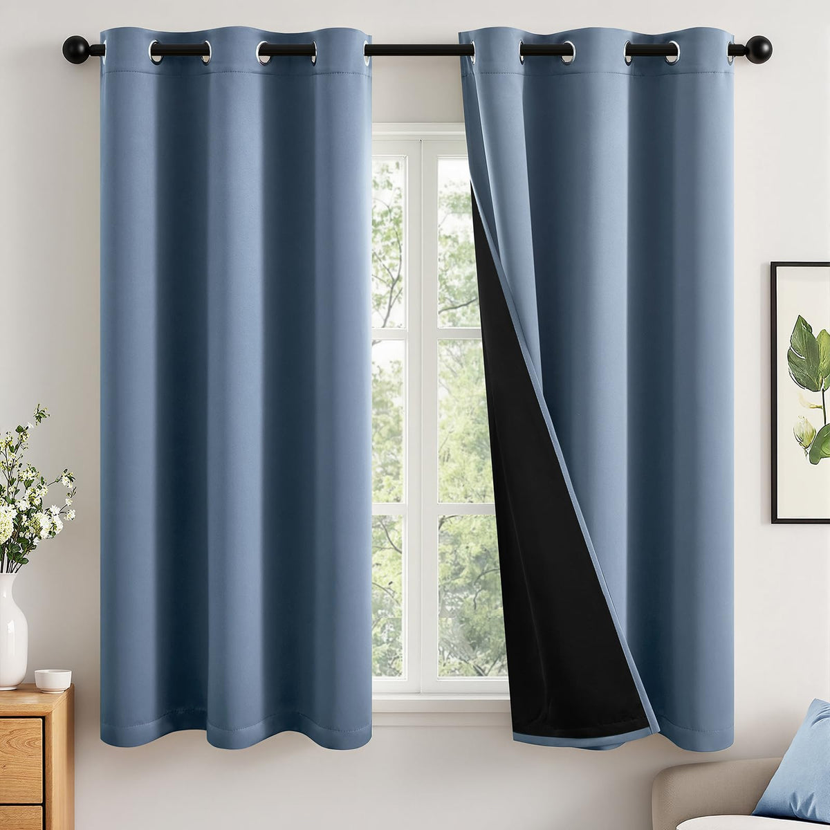 MIULEE Cream 100% Blackout Curtains for Bedroom 40x63 Inch Long