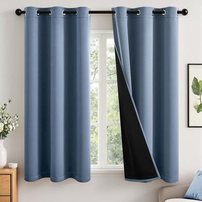 MIULEE Cream 100% Blackout Curtains for Bedroom 40x63 Inch Long