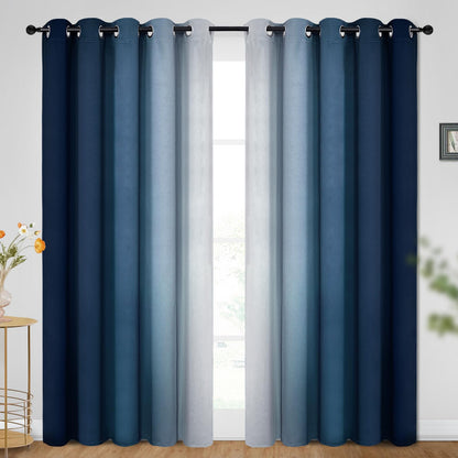SimpleHome Ombre Black to Grey White Curtains for Living Room 52Wx84L