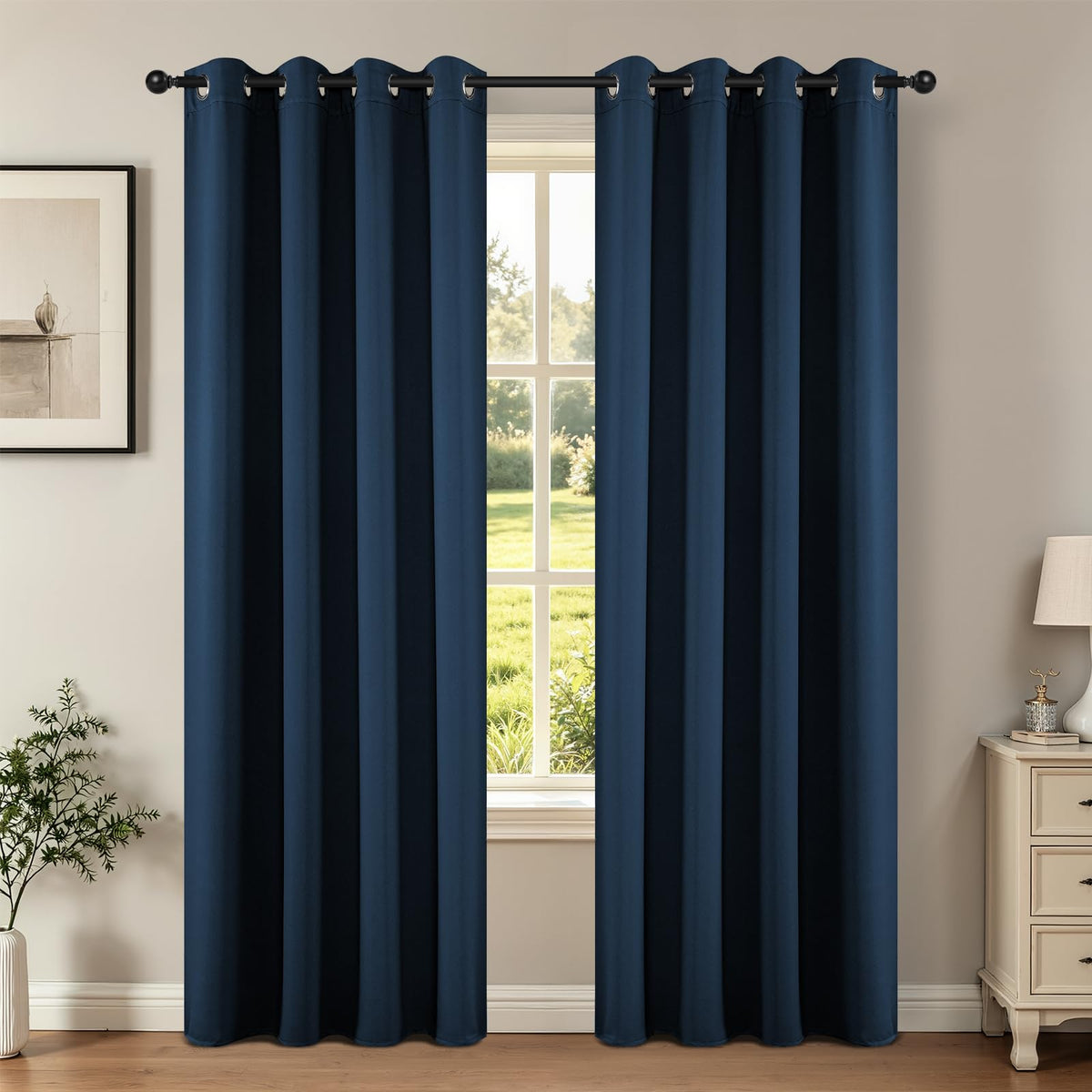 Joydeco Blackout Curtains for Bedroom 84 Inch - Black Out Curtains with Grommets Thermal Insulated Room Darkening Light Blocking, Noise Reducing & Wrinkle-Free Drapes for Living Room Windows, 2 Panels