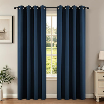 Joydeco Blackout Curtains for Bedroom 84 Inch - Black Out Curtains with Grommets Thermal Insulated Room Darkening Light Blocking, Noise Reducing & Wrinkle-Free Drapes for Living Room Windows, 2 Panels