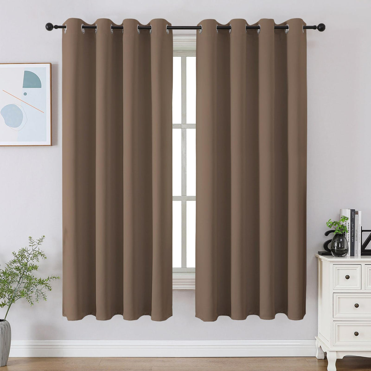 CUCRAF Beige Blackout Curtains 84 inch Length 2 Panels Set, Room Darkening Drapes for Living Room Bedroom, Thermal Insulated Light Blocking Grommet Window Curtain (W52 x L84 Inch)