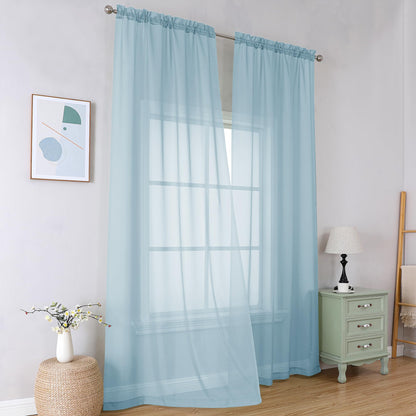 Simplebrand Black Sheer Curtains 84 Inches Long 2 Panels for Living Room