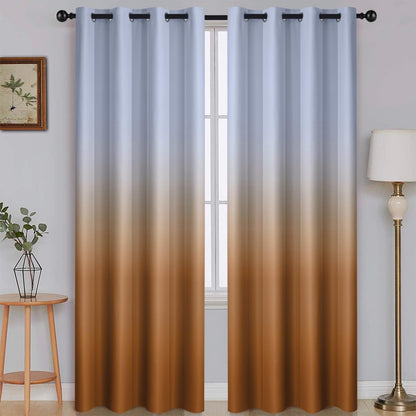 SimpleHome Ombre Black to Grey White Curtains for Living Room 52Wx84L
