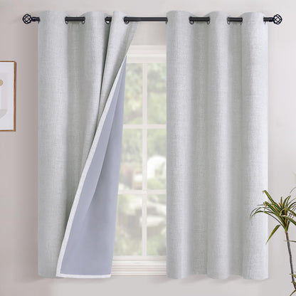 YoungsTex Linen Blackout Curtains 63 Inch Length Bedroom Beige Darkening