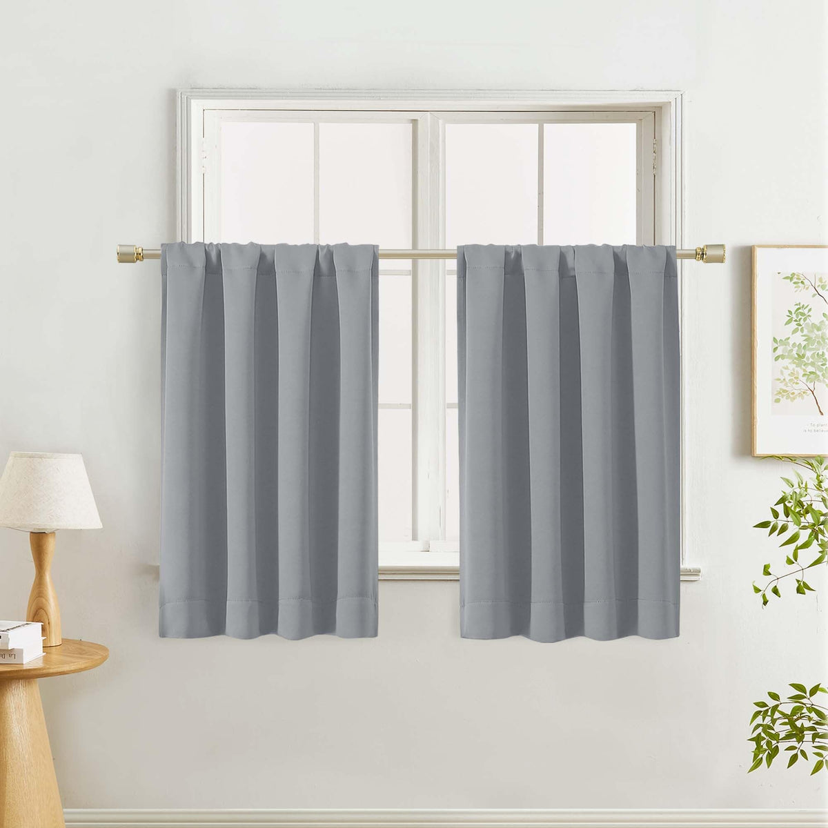 Lecloud Sage Green Room Darkening Curtains 54 Inch Length 2 Panels, Window Curtains for Bedroom, Energy Thermal Insulating Rod Pocket Curtain Drapes for Small Window, 40" W x 54" L