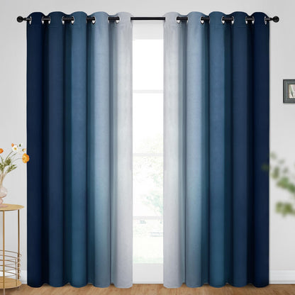 SimpleHome Ombre Black to Grey White Curtains for Living Room 52Wx84L