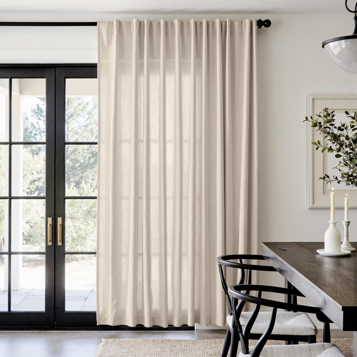 jinchan Linen Curtains Light Filtering Back Tab 50x96 Inch 2 Panels Beige
