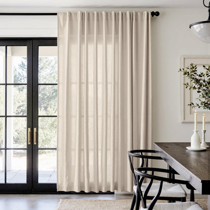 jinchan Linen Curtains Light Filtering Back Tab 50x96 Inch 2 Panels Beige