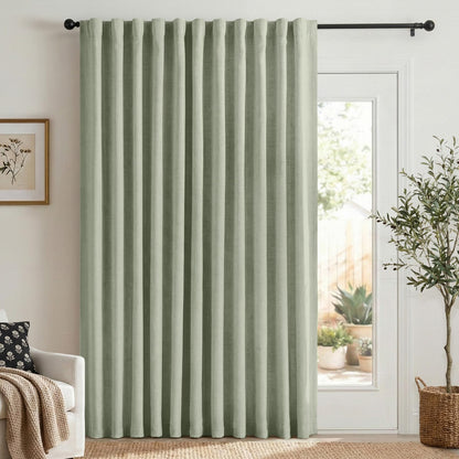 Linen Total Blackout Curtains for Bedroom Living Room 84 Inch, Cream