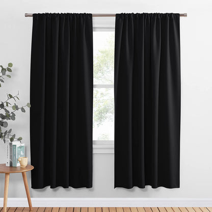 PONY DANCE Black Out Curtains 72 inch Long, Black, 2 Panels
