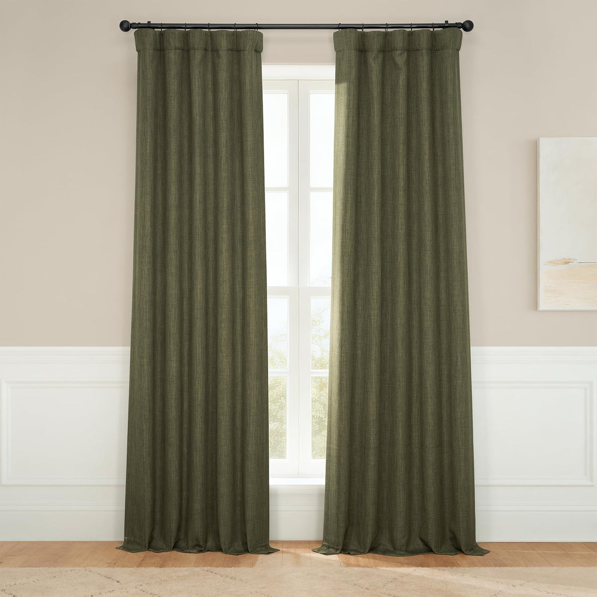 Faux Linen Curtains for Living Room (1 Panel) - 50W X 108L, Birch Taupe