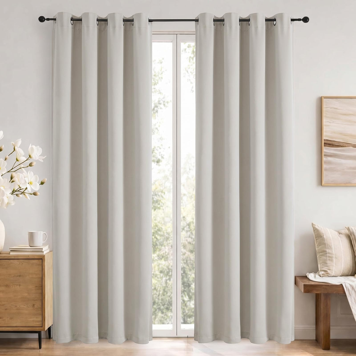 Simplebrand Sage Green Blackout Curtains 84 Inch Length 2 Panels Set for Bedroom/Living Room, Solid Room Darkening Thermal Insulated Grommet Energy Saving Window Treatment Drapes, Each 52" Wide