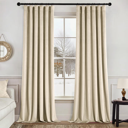 MIULEE Velvet Curtains 52x84 inches 2 Panels Olive Green Blackout Curtains