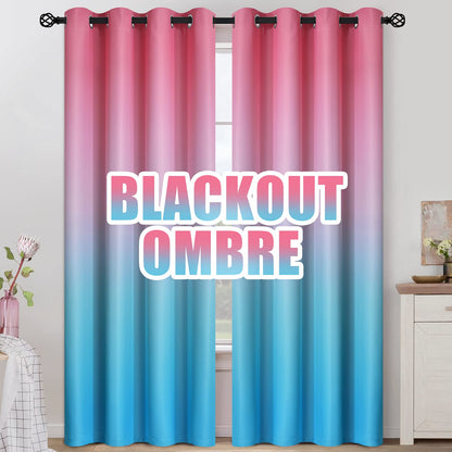 COSVIYA Grommet Room Darkening Ombre Purple Curtains W52xL63 inch