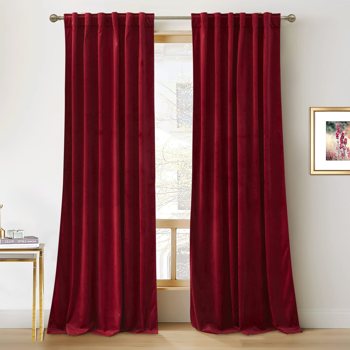 RYB HOME Blue Velvet Blackout Curtains for 84 inches Bedroom Living Room
