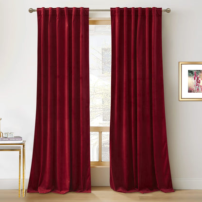 RYB HOME Blue Velvet Blackout Curtains for 84 inches Bedroom Living Room
