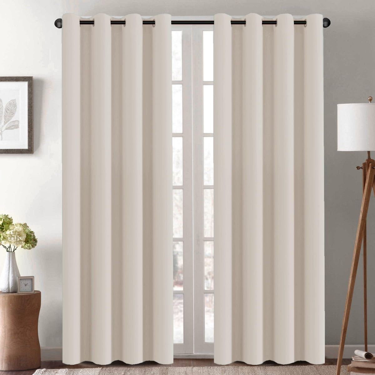 H.VERSAILTEX Blackout Curtains for Bedroom Thermal Insulated Room Darkening Living Room Curtains 63 Inch Long Grommet Privacy Protection Window Curtain Panels/Drapes for Nursery,2 Panels,Ivory/Cream