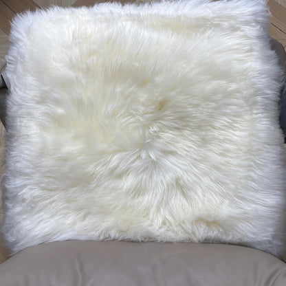 Kopal Sheepskin Chair Pad, Genuine Natural Lambskin Cushion with Foam Padded, 18x18 Inches, Natural White, 1 Pack