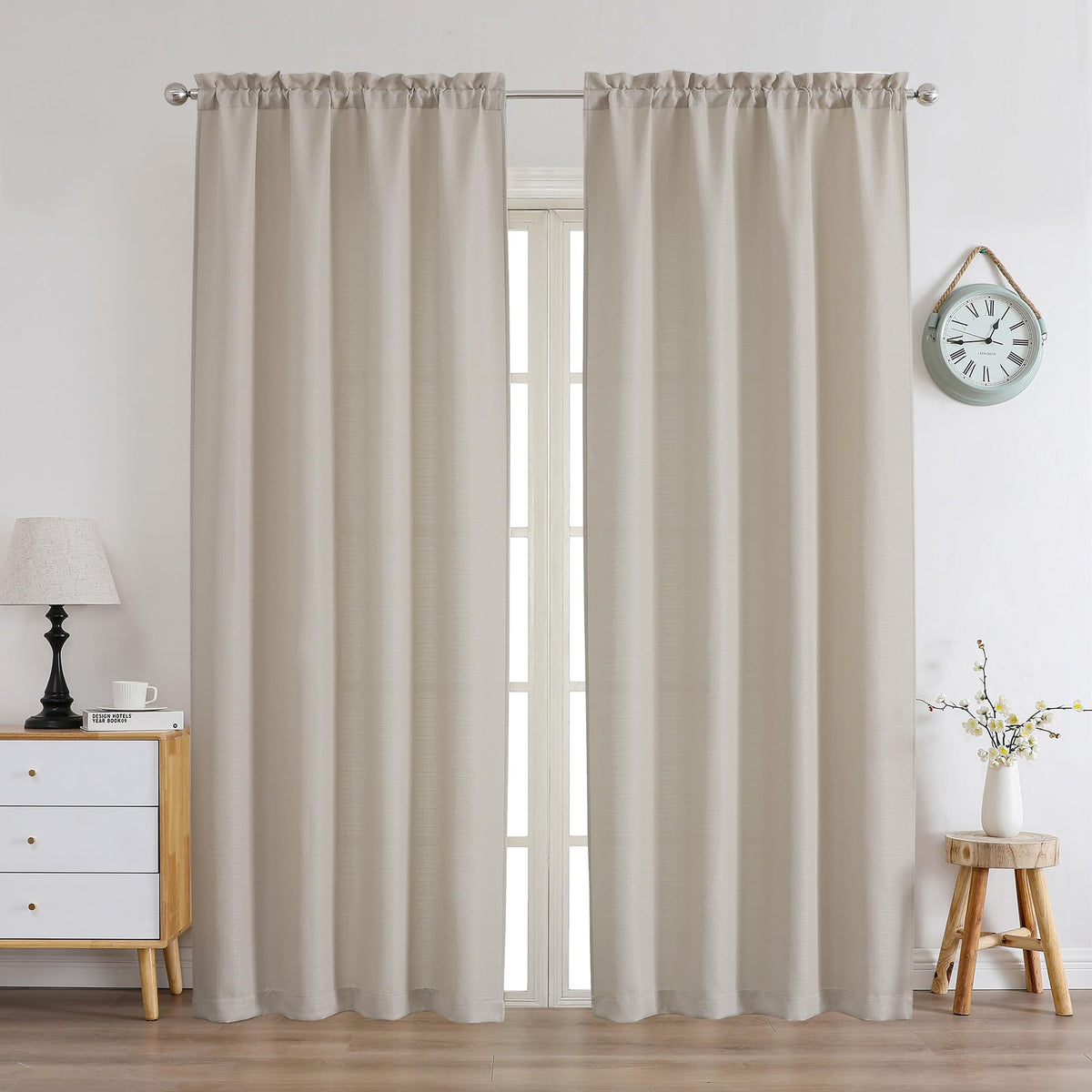 Chyhomenyc White Curtains 84 Inch Length 2 Panels 40Wx84L inches