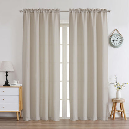Chyhomenyc White Curtains 84 Inch Length 2 Panels 40Wx84L inches
