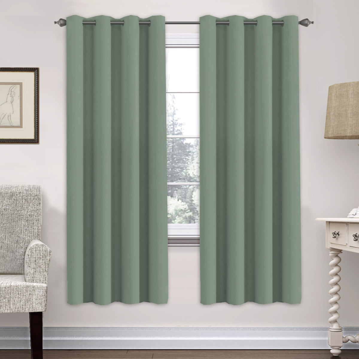 H.VERSAILTEX Blackout Curtains for Bedroom Thermal Insulated Room Darkening Living Room Curtains 63 Inch Long Grommet Privacy Protection Window Curtain Panels/Drapes for Nursery,2 Panels,Ivory/Cream