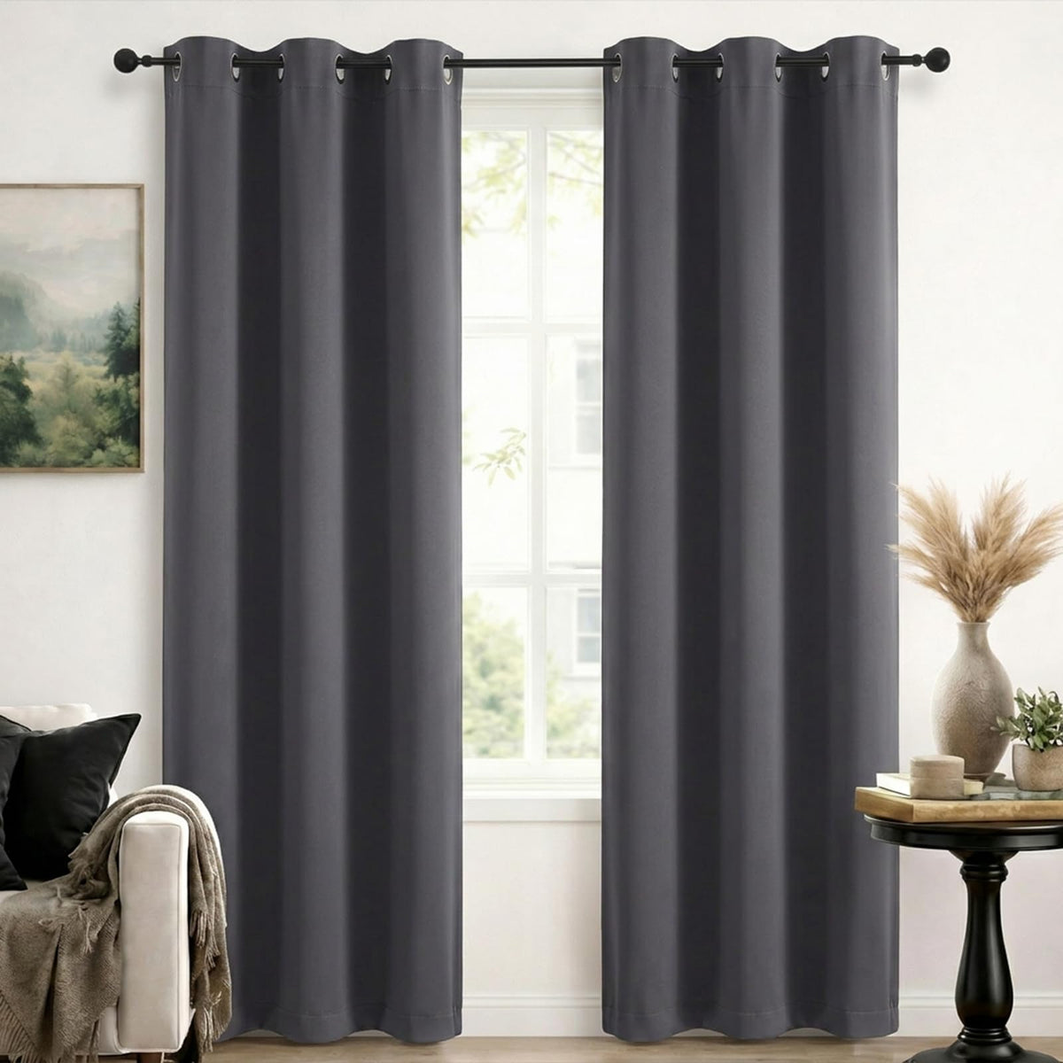 Simplebrand Sage Green Blackout Curtains 84 Inch Length 2 Panels Set for Bedroom/Living Room, Solid Room Darkening Thermal Insulated Grommet Energy Saving Window Treatment Drapes, Each 52" Wide
